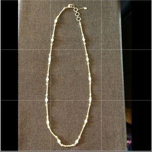 NWOT long gold & pearl necklace